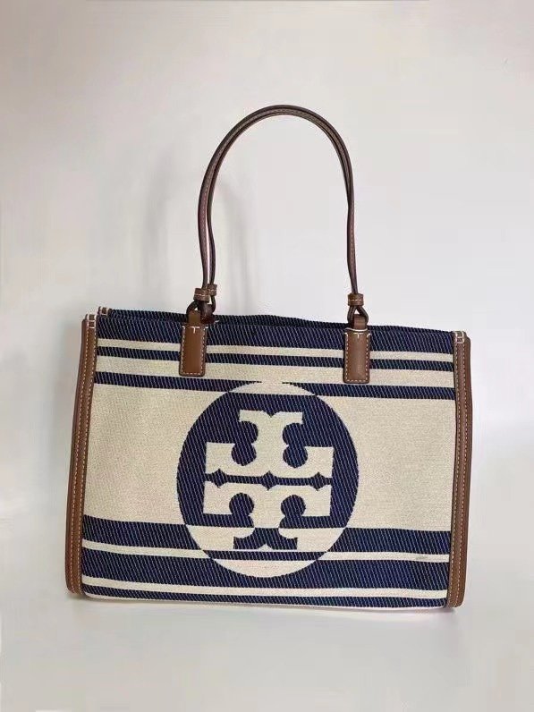 Royal navy TE jacquard stripe tote bag
