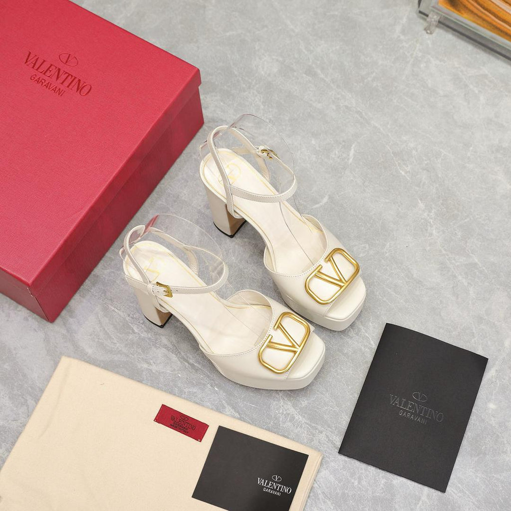 Cream White 115mm Platform Sandals