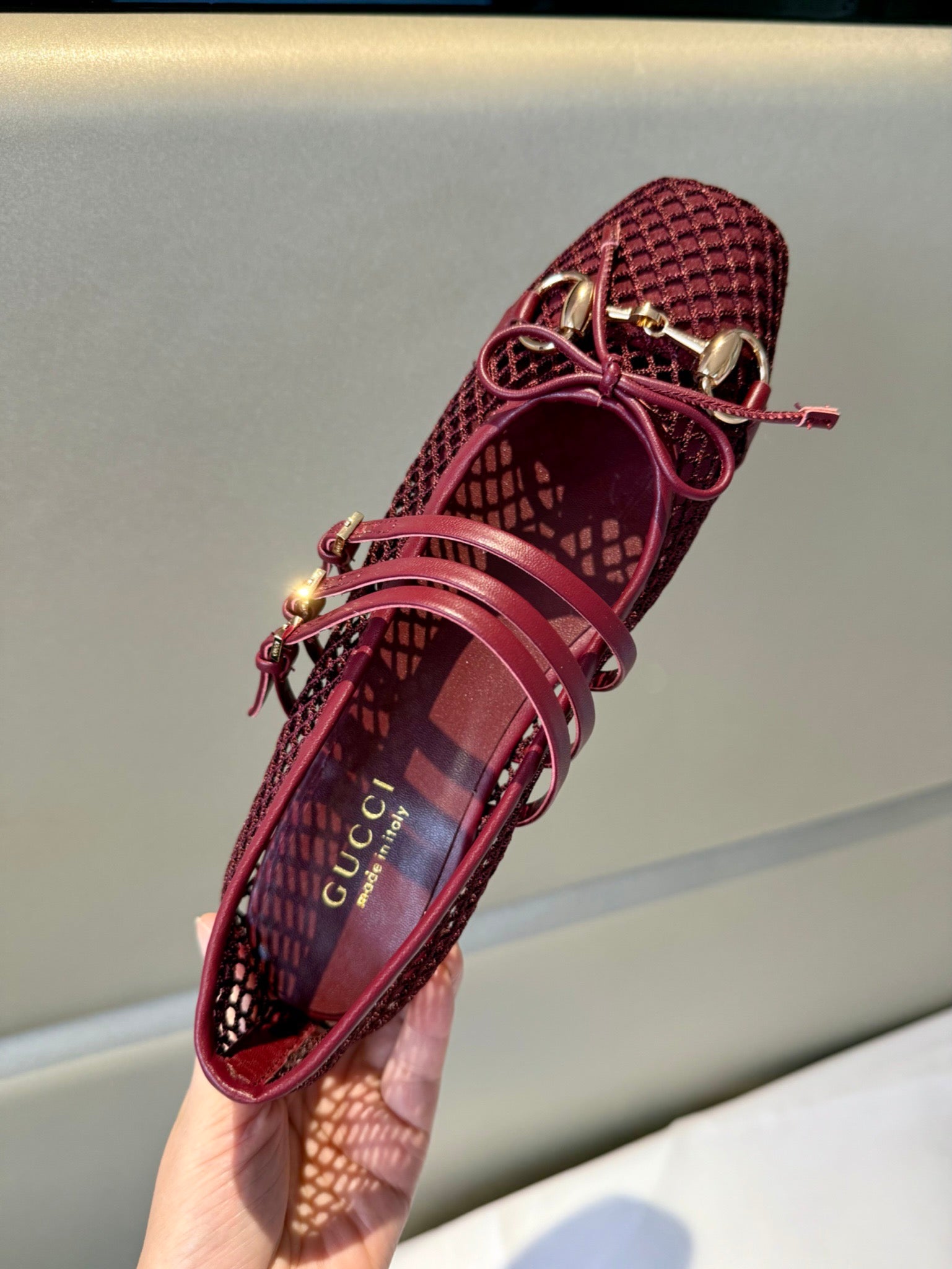 Rosso Ancora Mesh Horsebit Ballet Flat