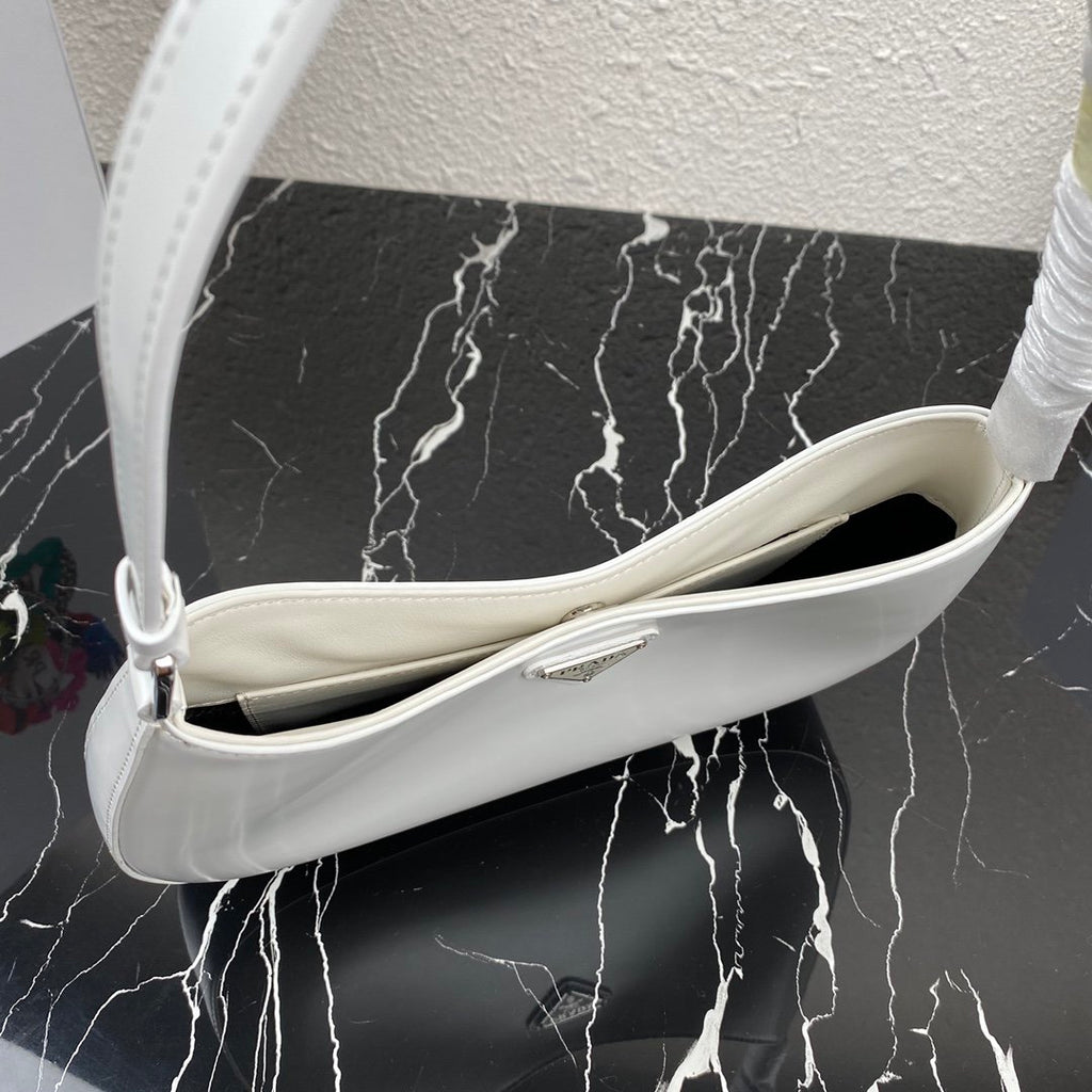 White PC brushed leather shoulder bag