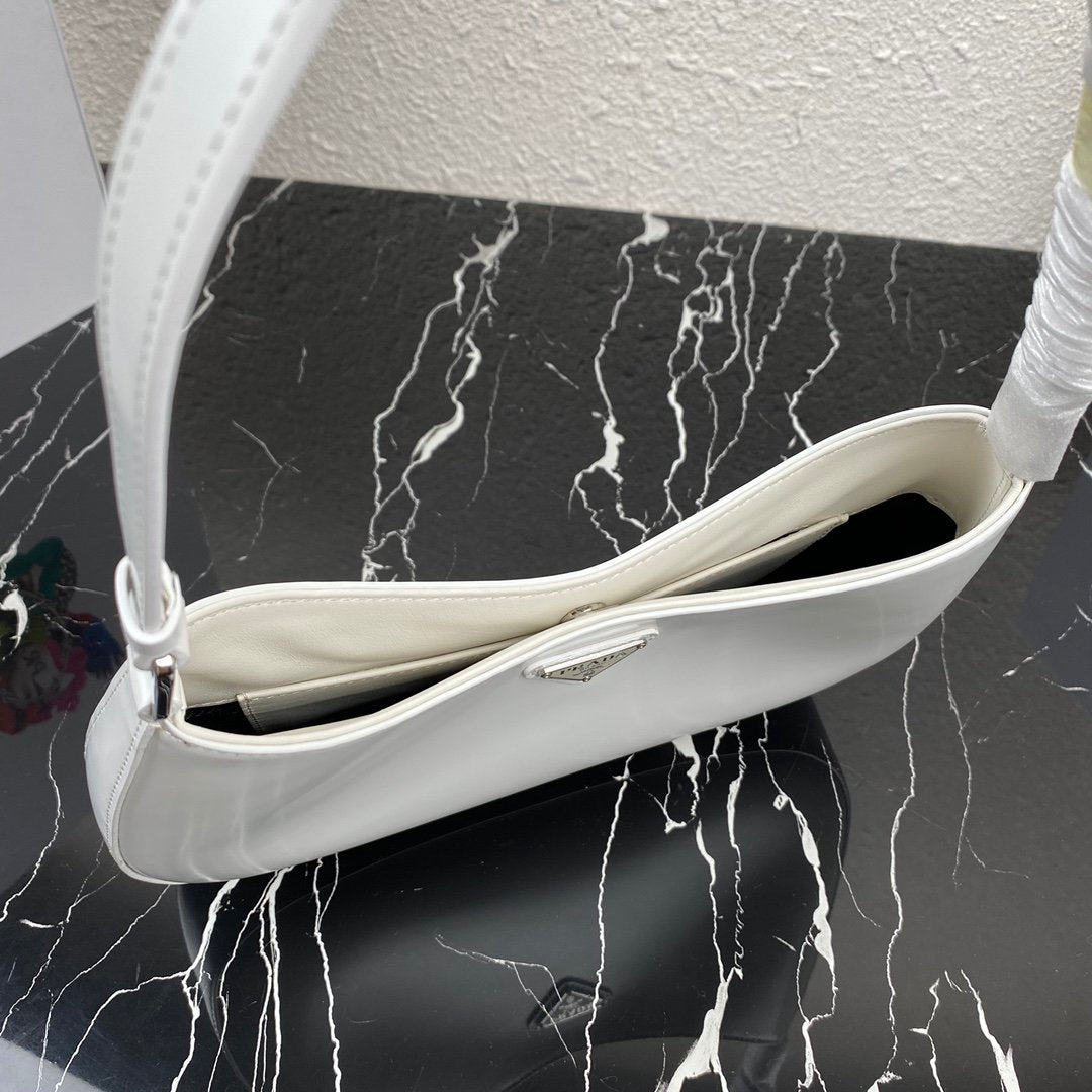 White PC brushed leather shoulder bag