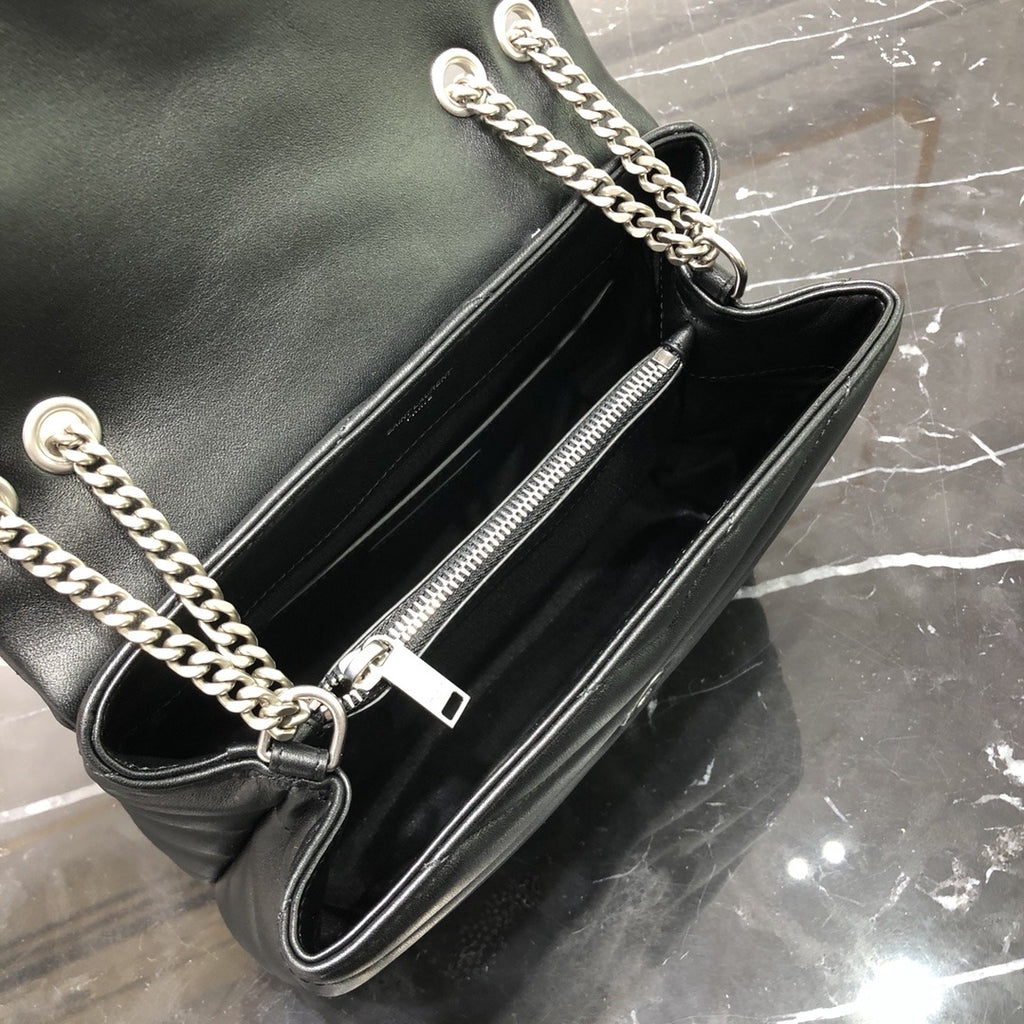 Black YL small quilted leather shoulder bag