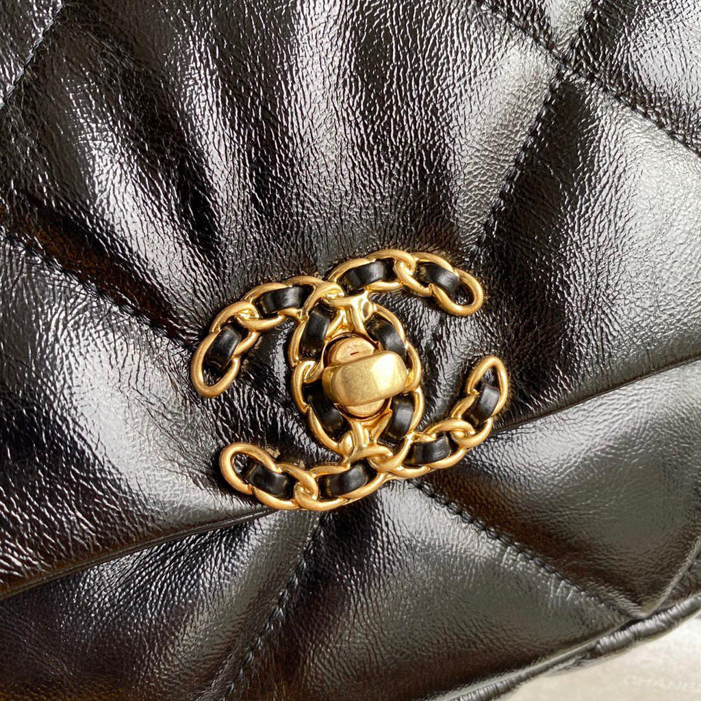 Medium black 19 flap bag