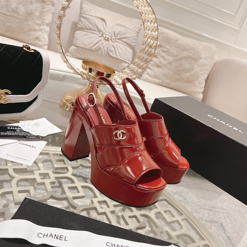 Dark Red C Patent Sandals