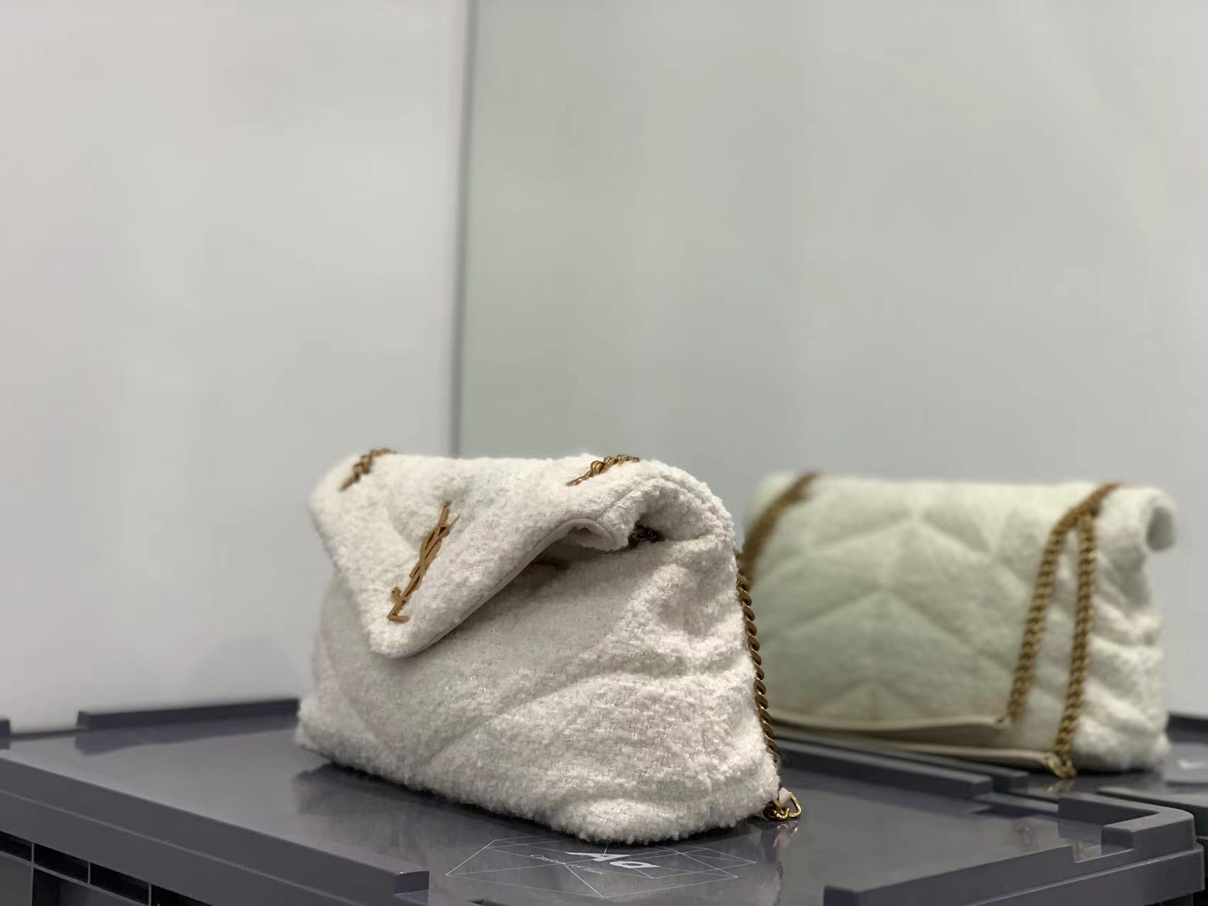 White tweed LP small bag