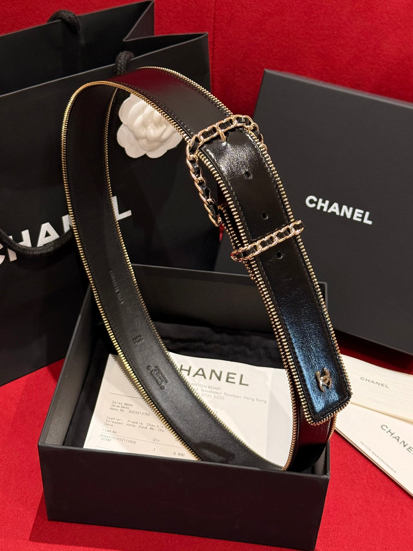 Black & Gold Zipper Belt