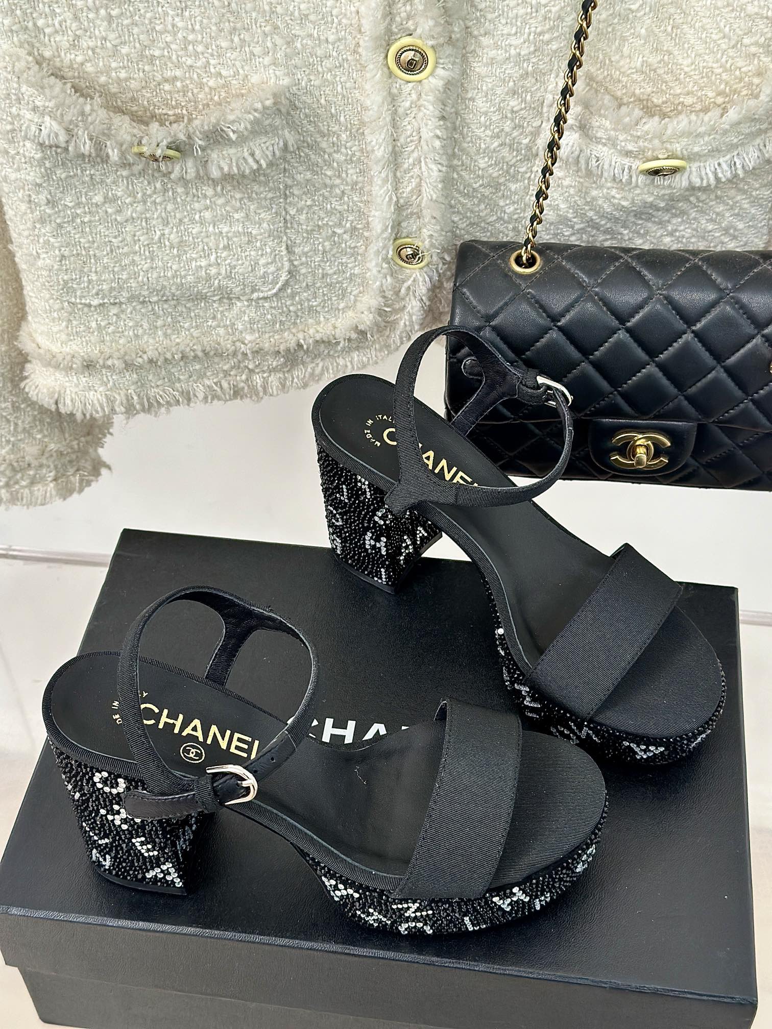 Black & Silver CC Sandals