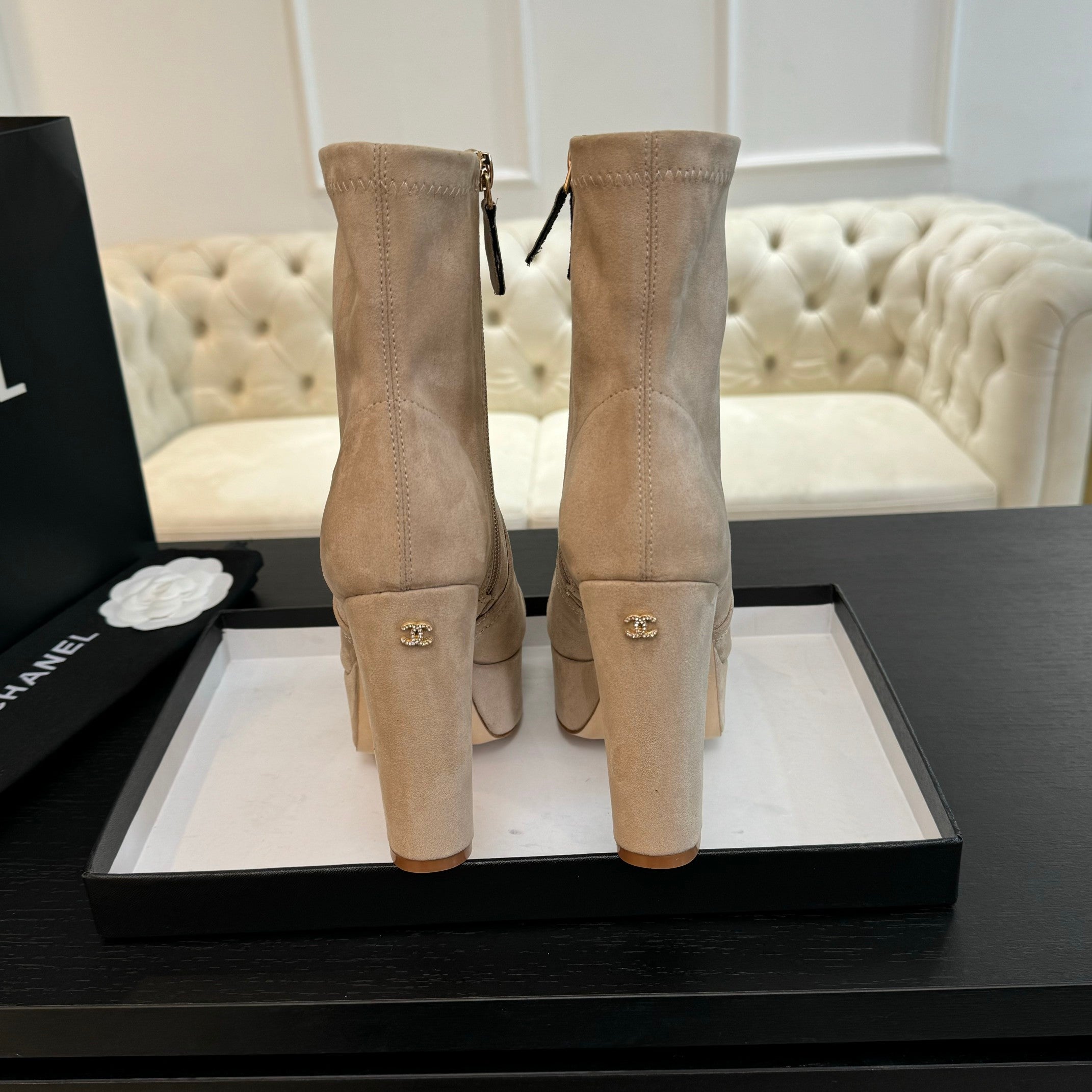 Beige Short Boots
