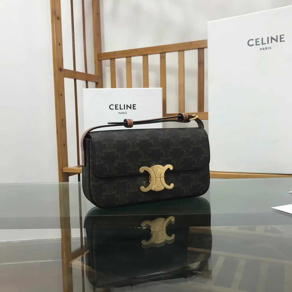 Tan triomphe shoulder bag