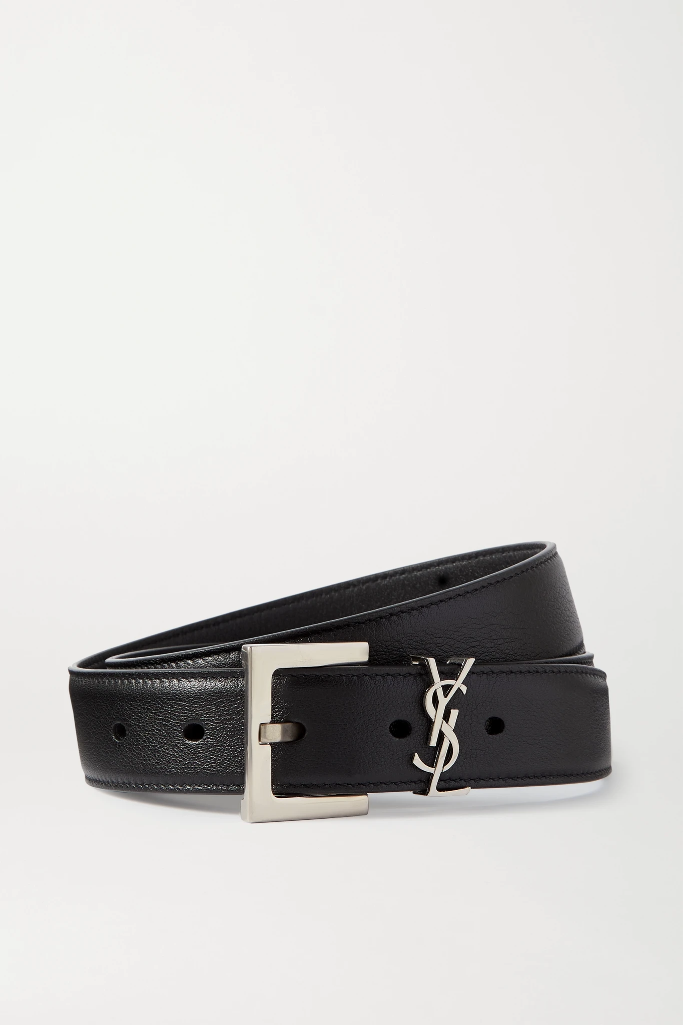 Silver embellished leather belt