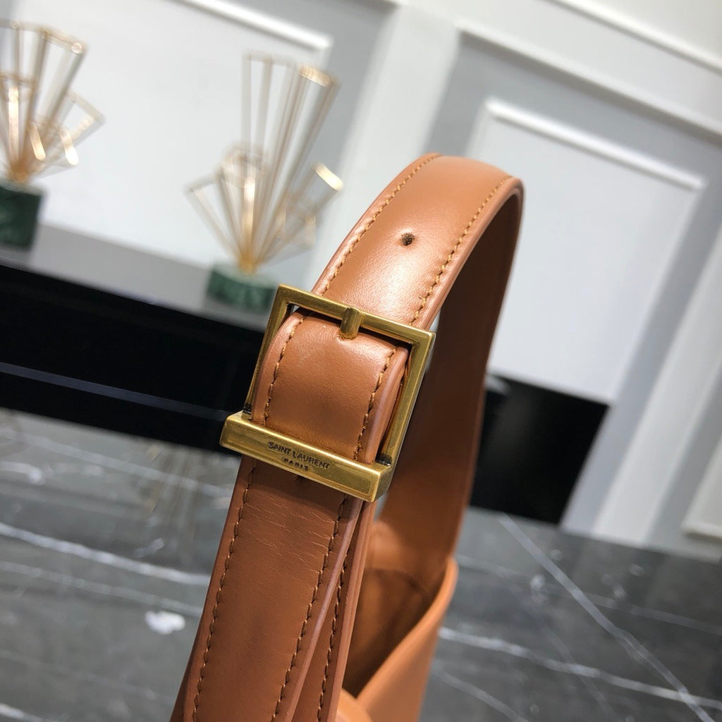 Brown crocodile SL leather shoulder bag