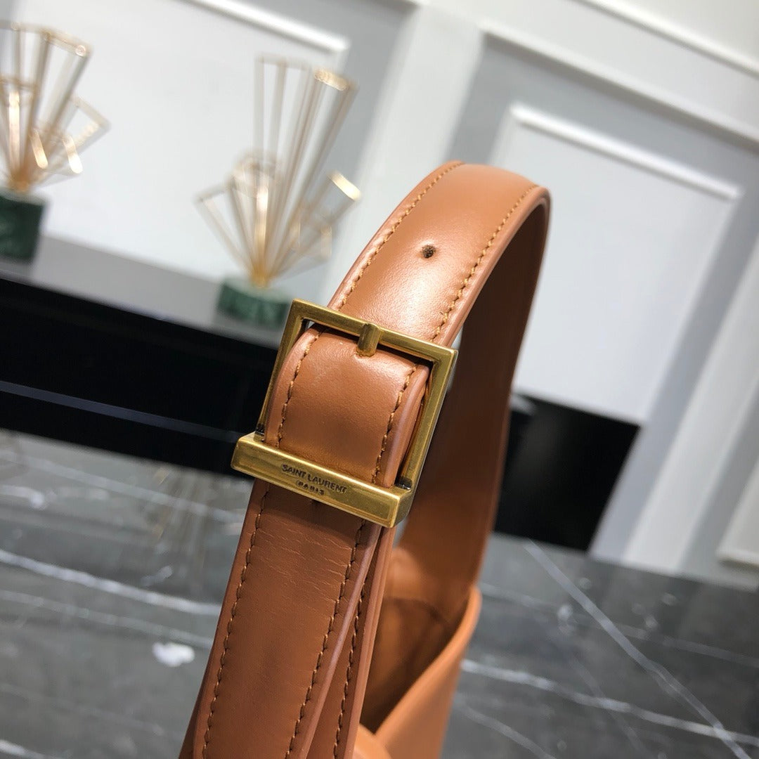 Brown crocodile SL leather shoulder bag