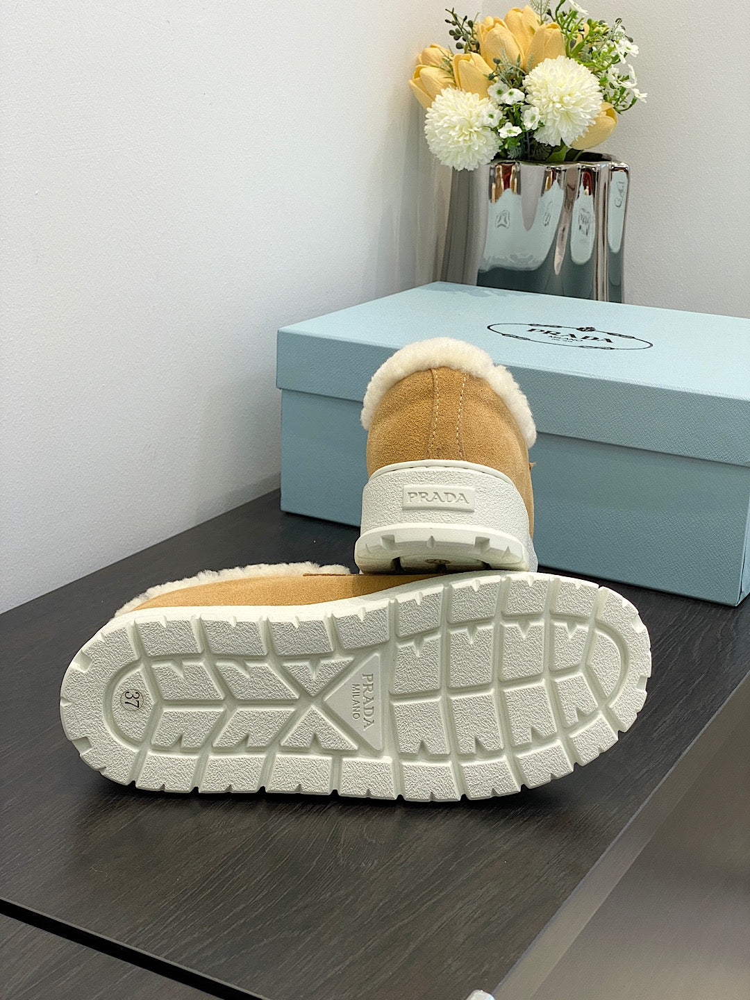 Ecru Suede Loafer Booties