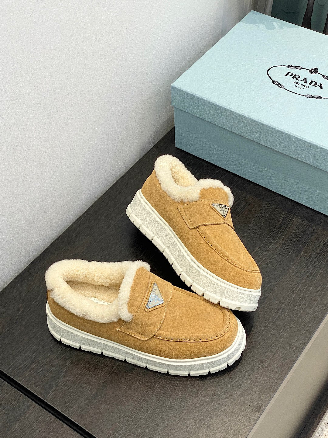 Ecru Suede Loafer Booties