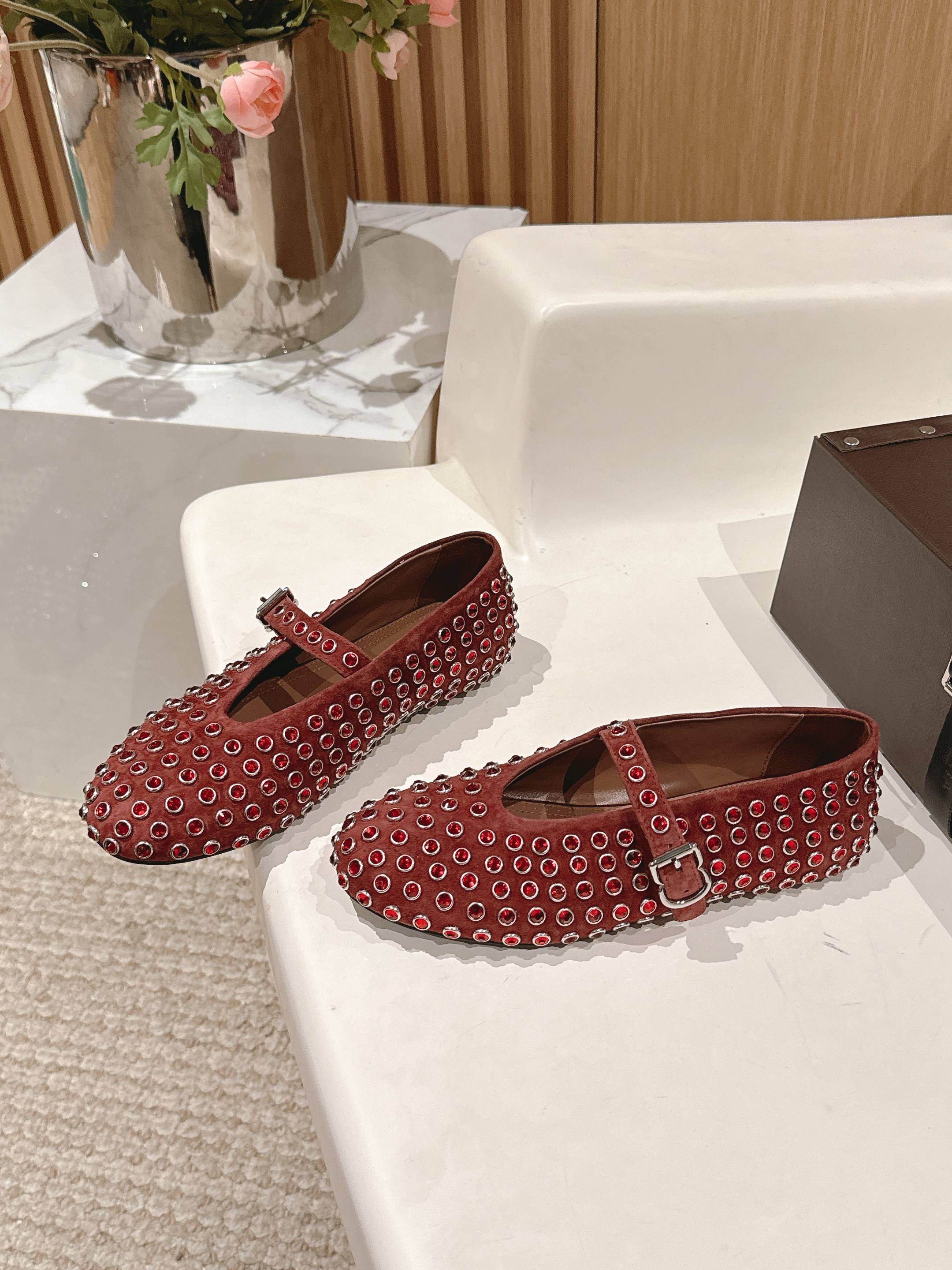Red Strass Ballet Flats