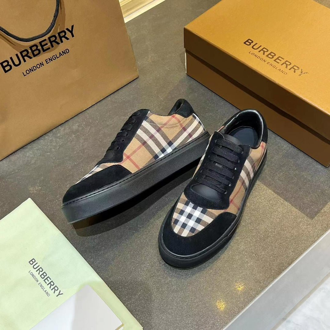 Women's Birch Brown Vintage Check Cotton and Suede Sneakers