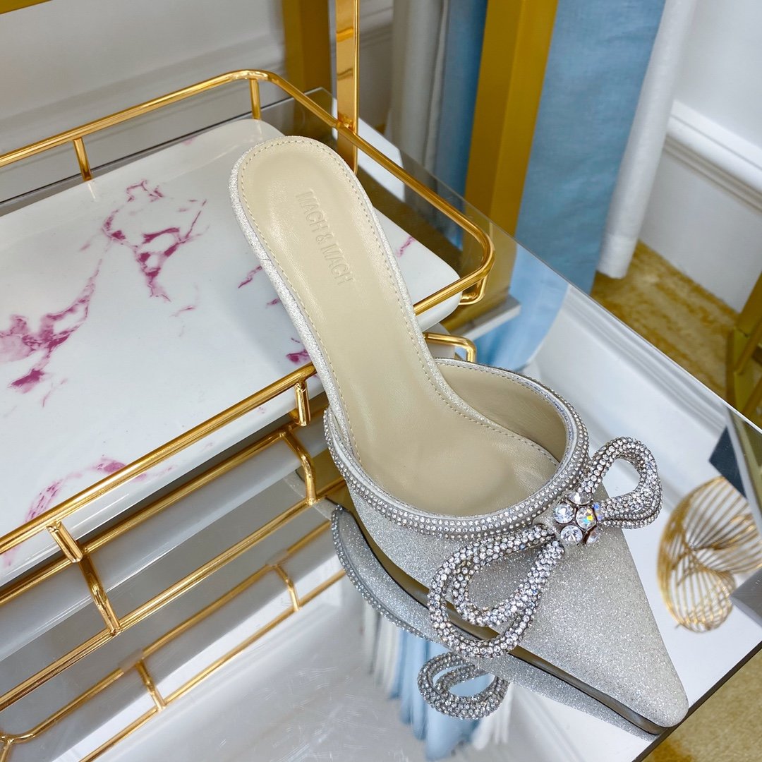 Metallic glitter double bow mule