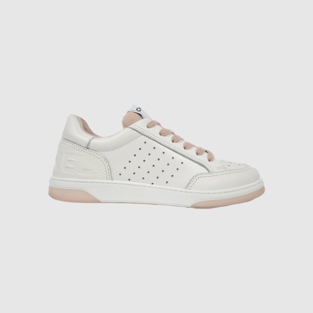 White & Pink CC Sneakers