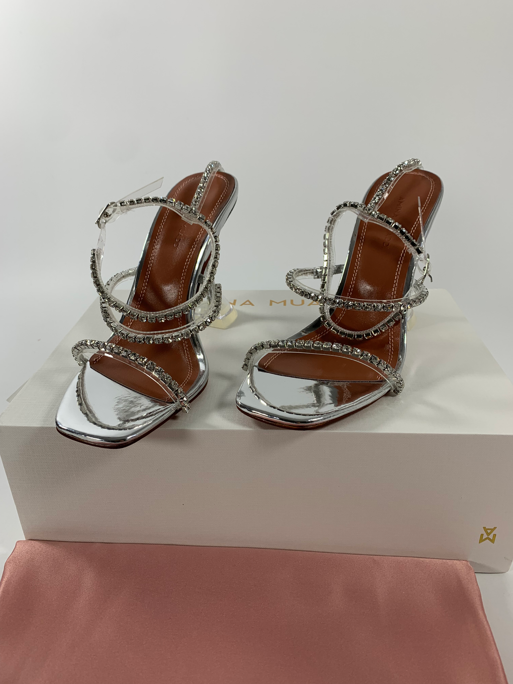 Silver AG crystal-embellished PVC sandals