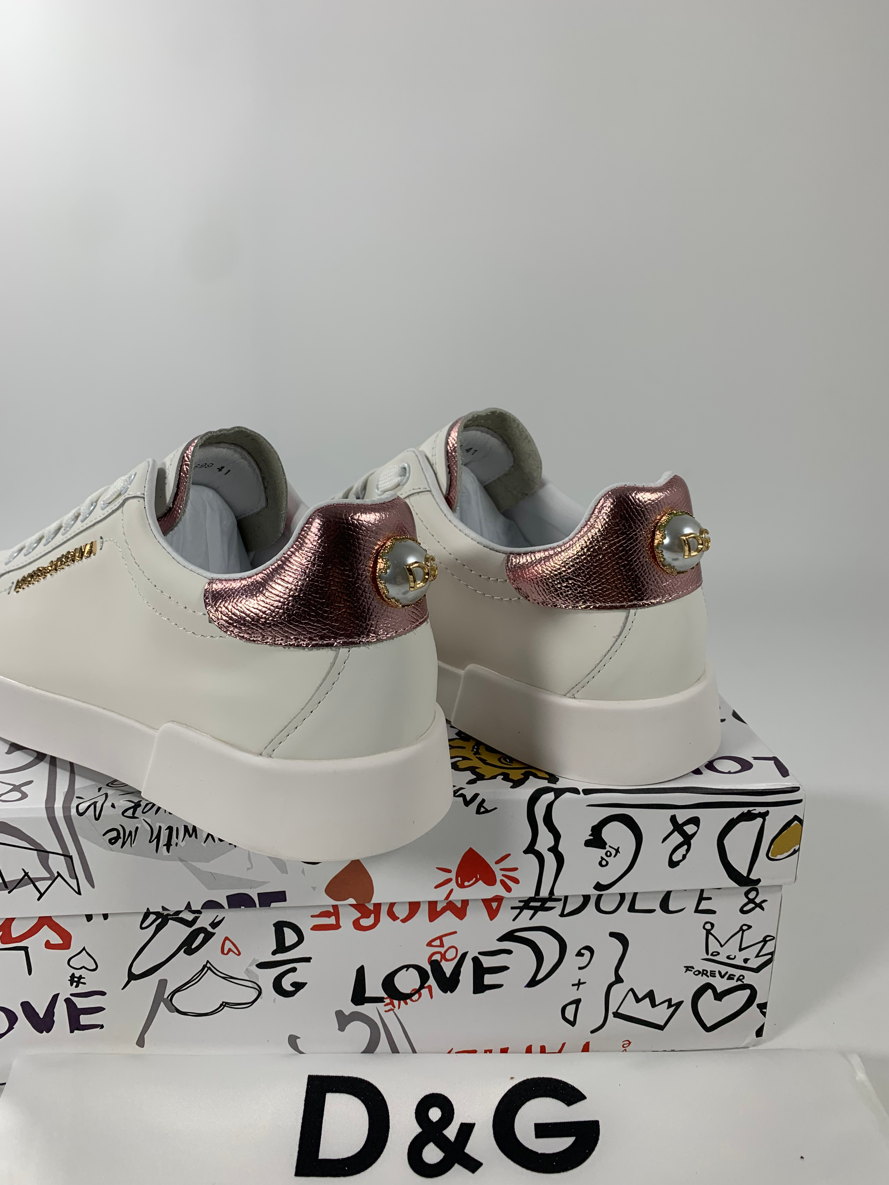 Pink & White DP Sneakers