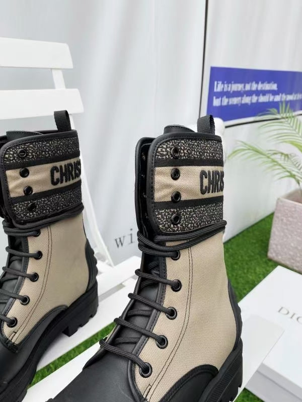 Taupe and Black DM ankle boot