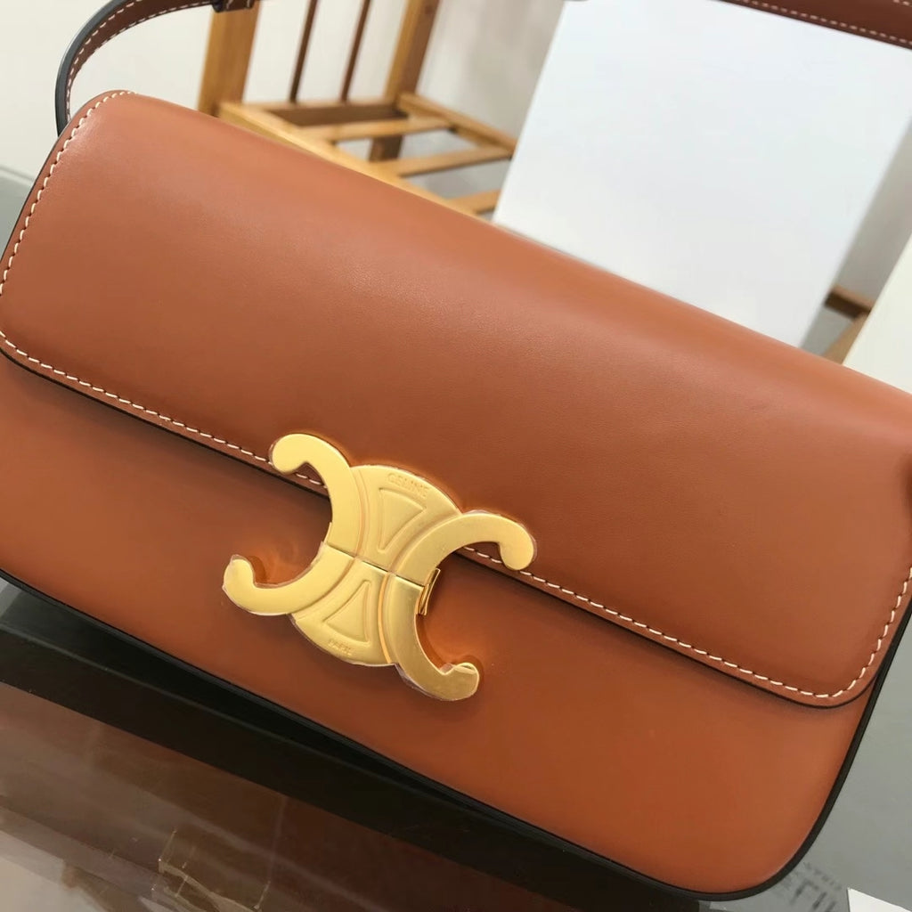 Tan triomphe shoulder bag
