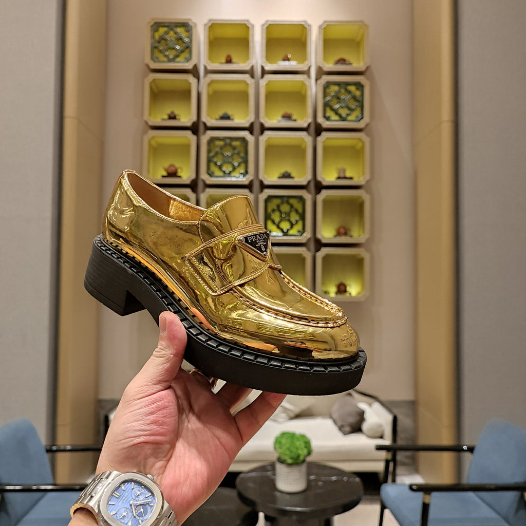 Platinum Metallic leather loafers