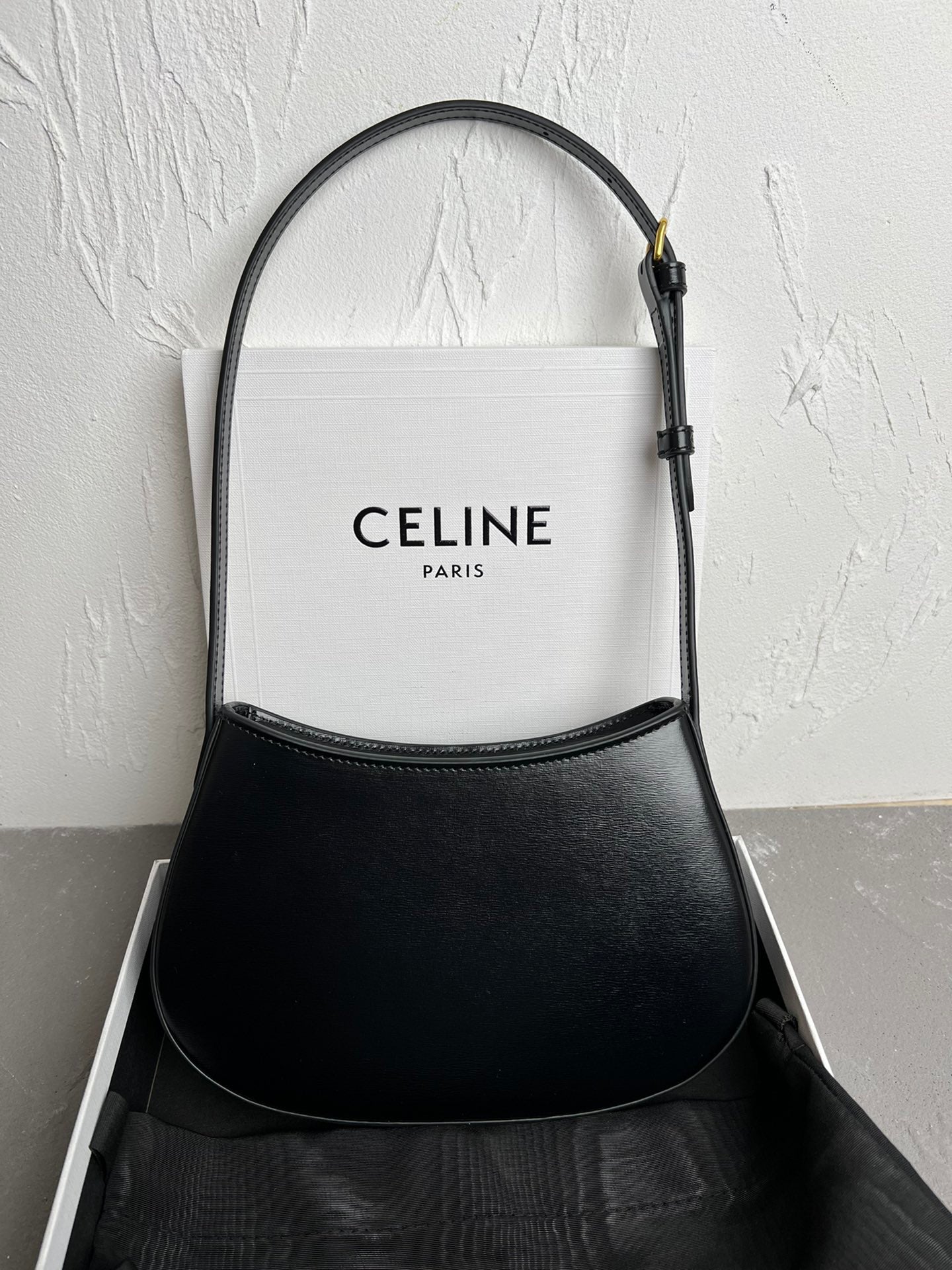 Black Medium CT Bag In Shiny Leather