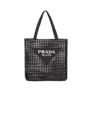 Black raffia tote bag