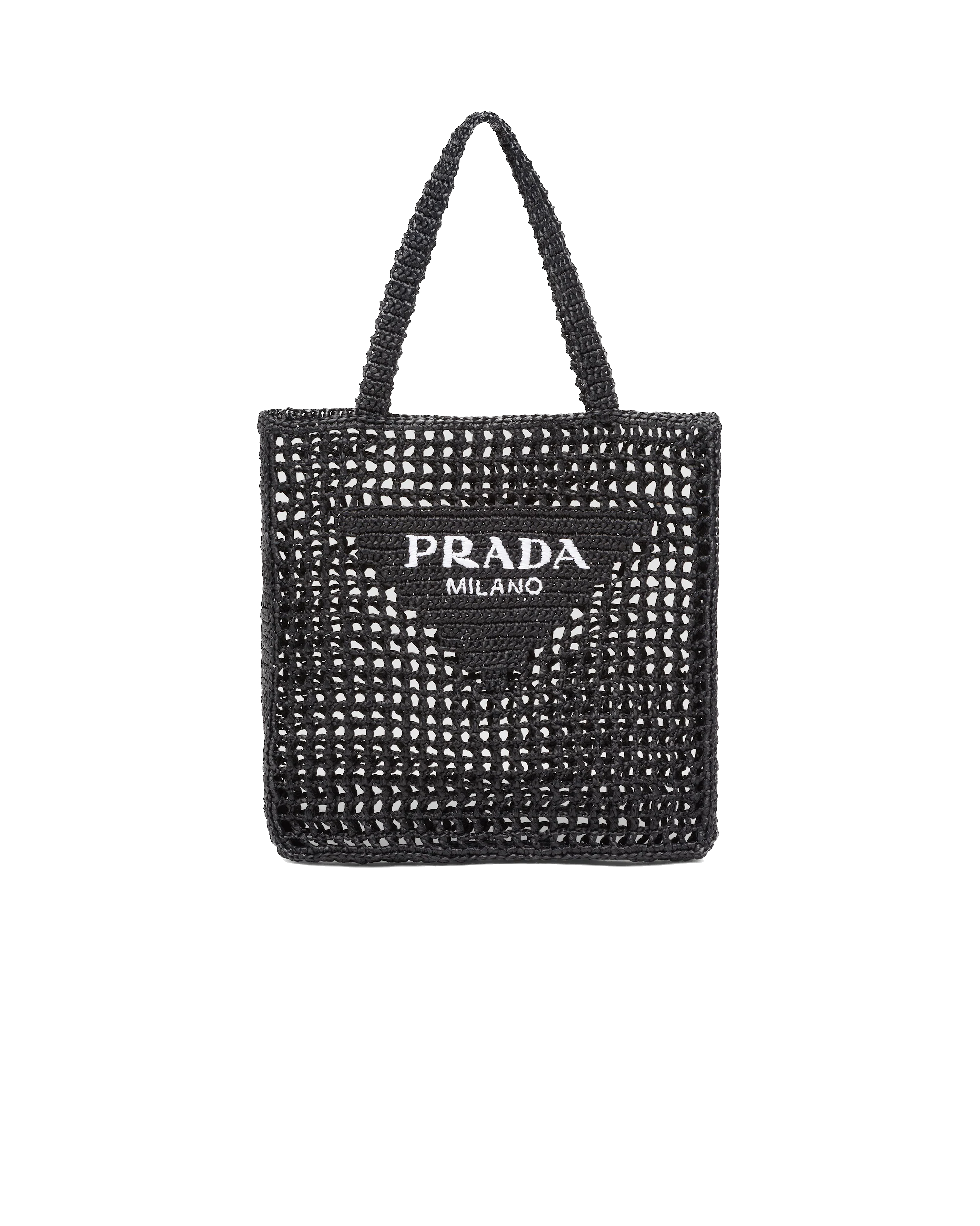 Black raffia tote bag