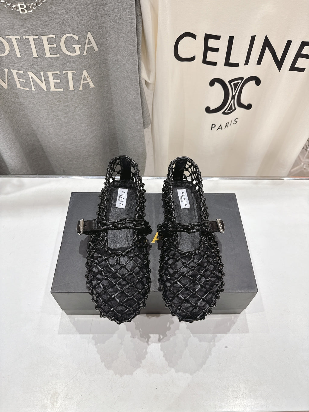 Black Ballet Flats In Braided Leather