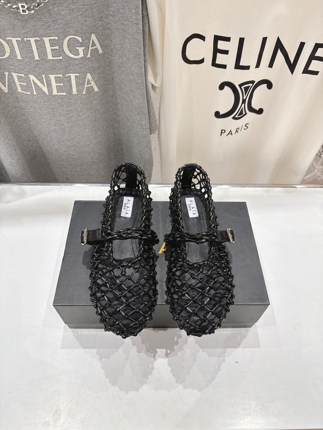 Black Ballet Flats In Braided Leather