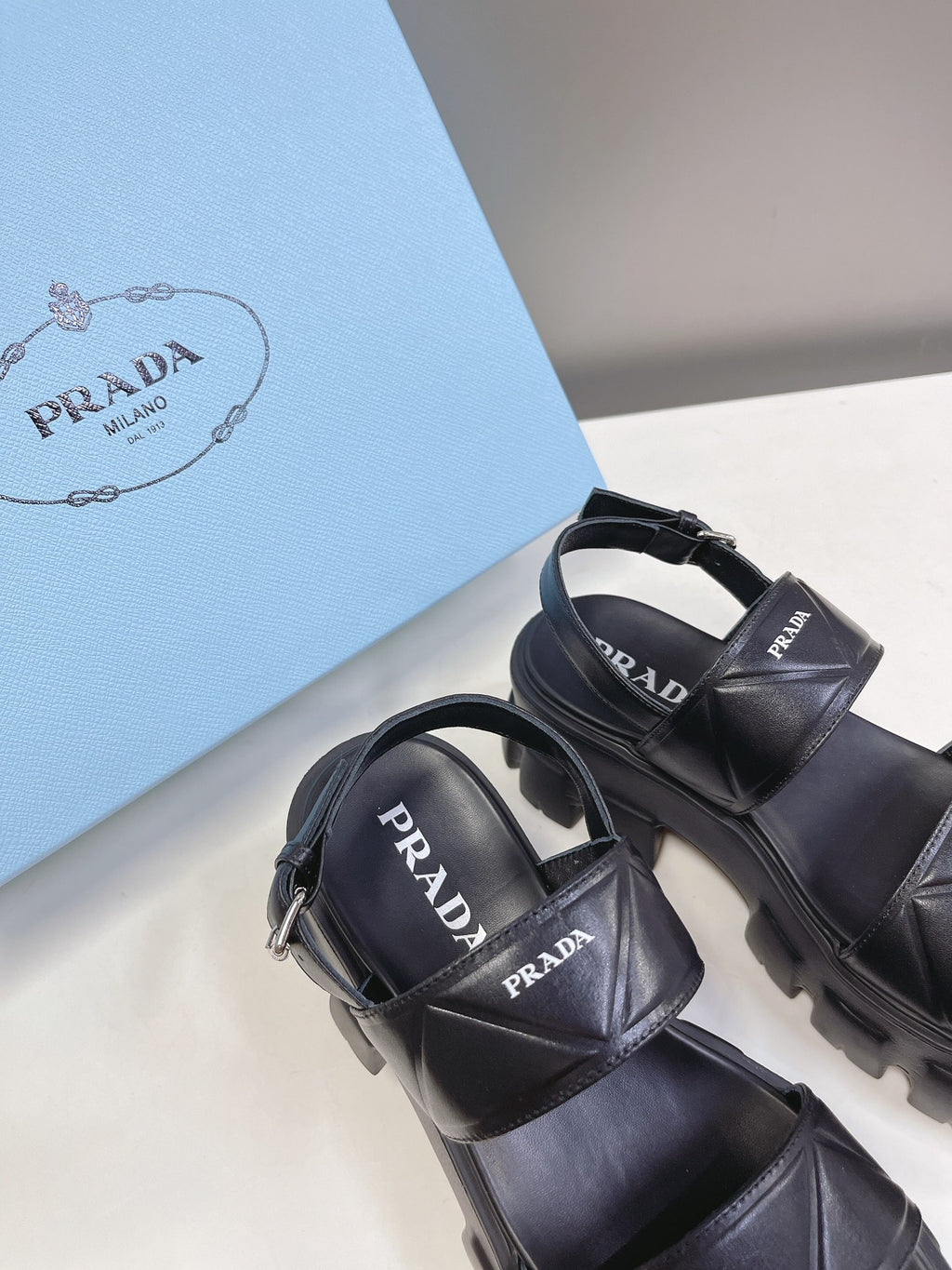 Black PM Leather Sandals