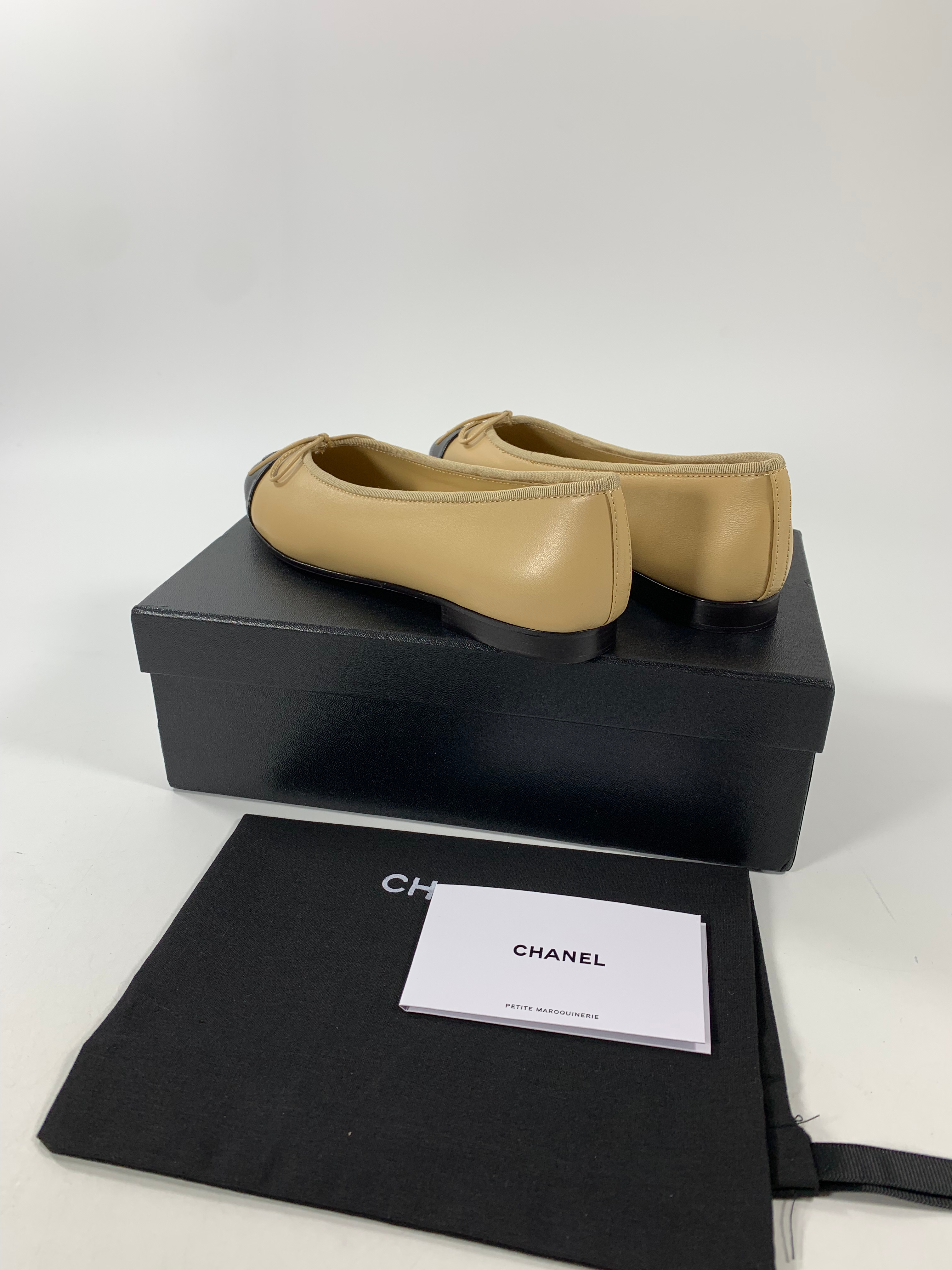 Beige & Black C Ballerinas