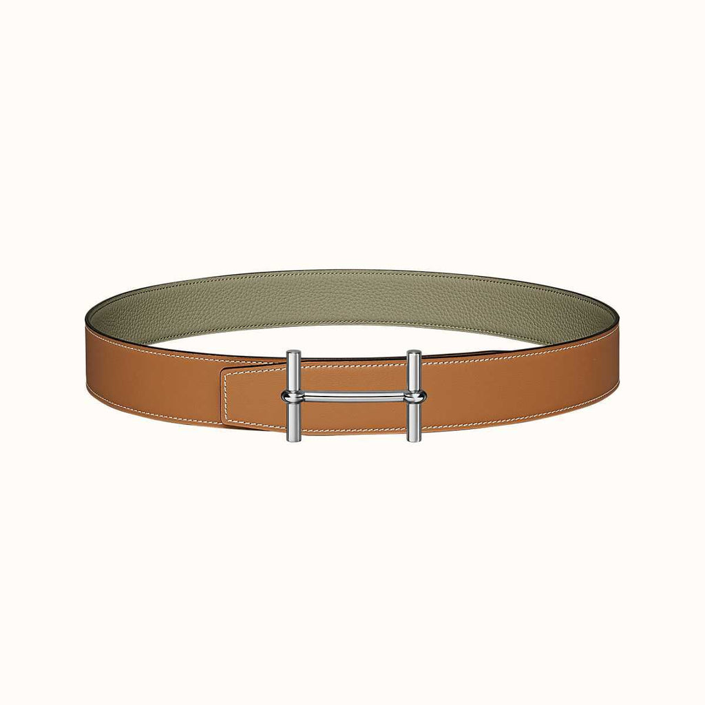 Brown HD silver belt buckle & leather strap