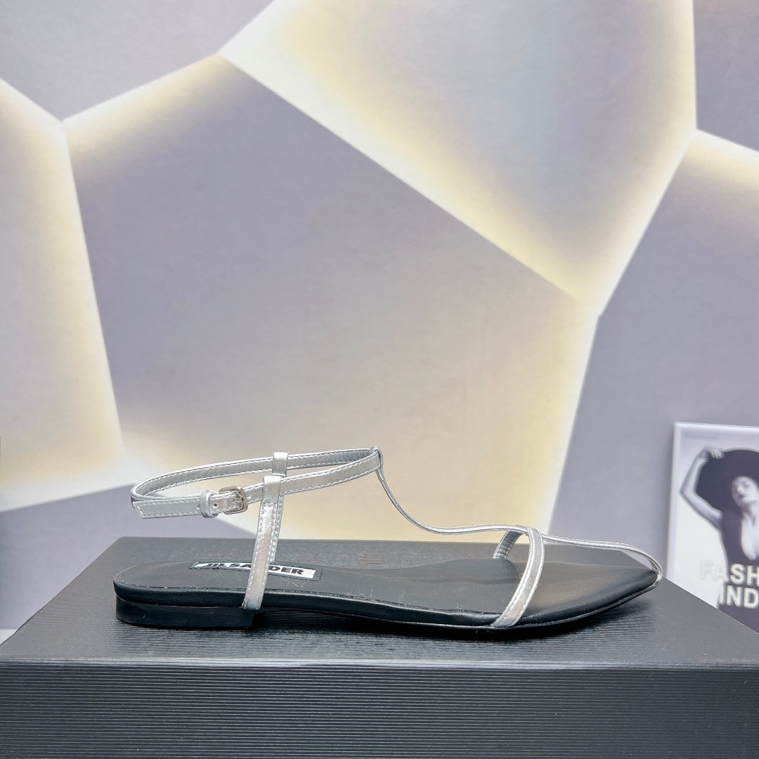 Silver JS Flat Sandals