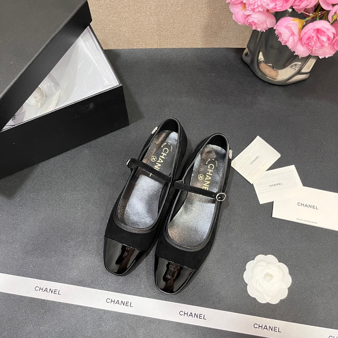 Black Suede MJ Ballerinas