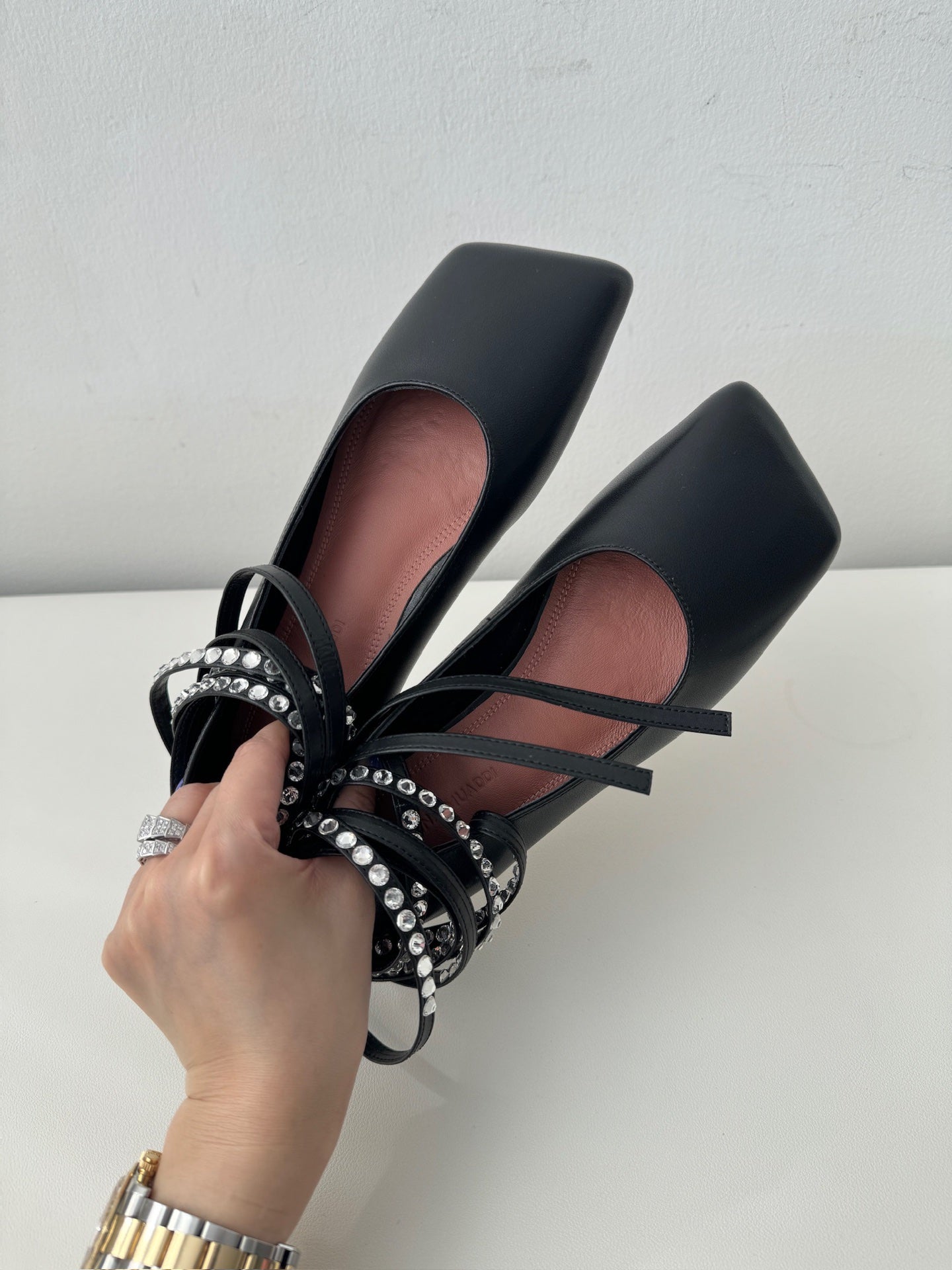 Black Ane Lace Up Flat