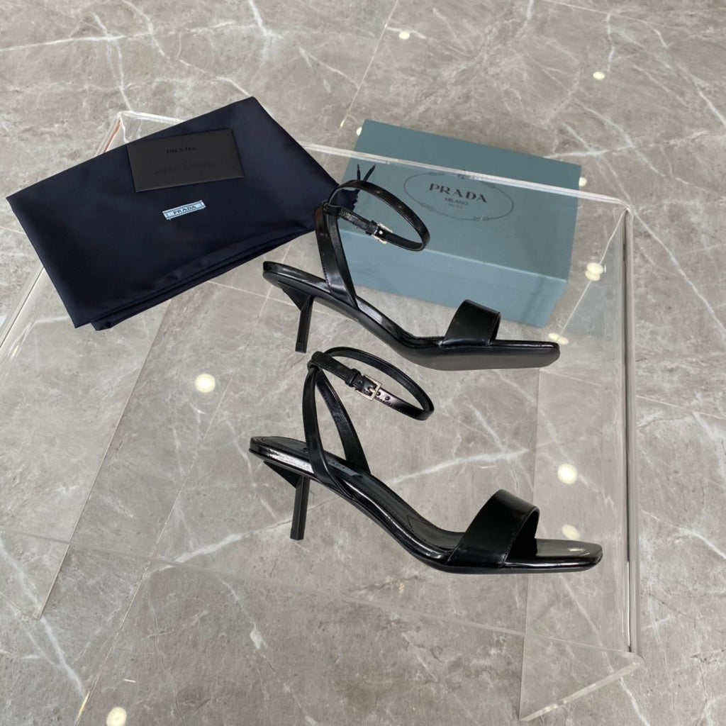 Black PR brushed leather sandals