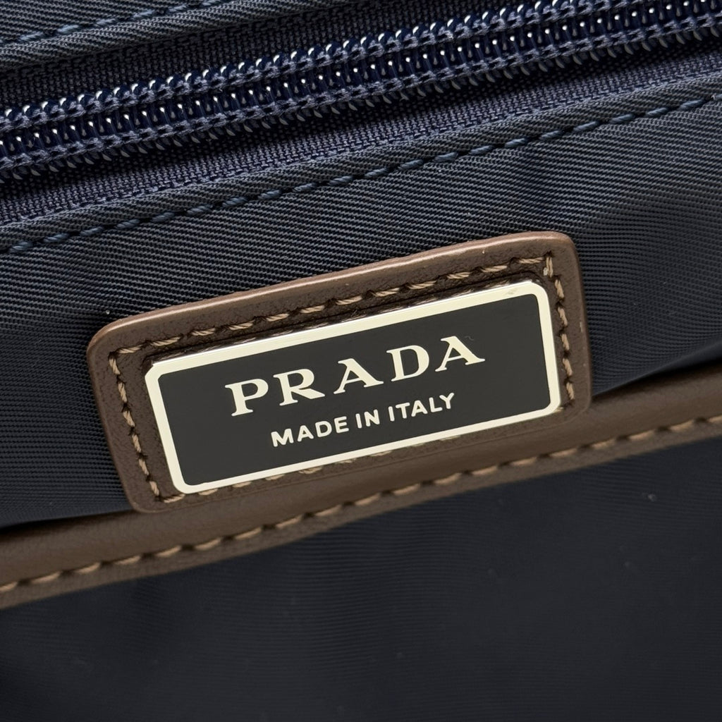 Blue/Coffee Re-Nylon & Leather Backpack