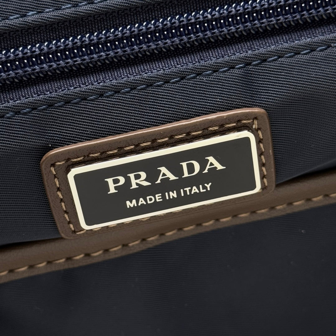 Blue/Coffee Re-Nylon & Leather Backpack