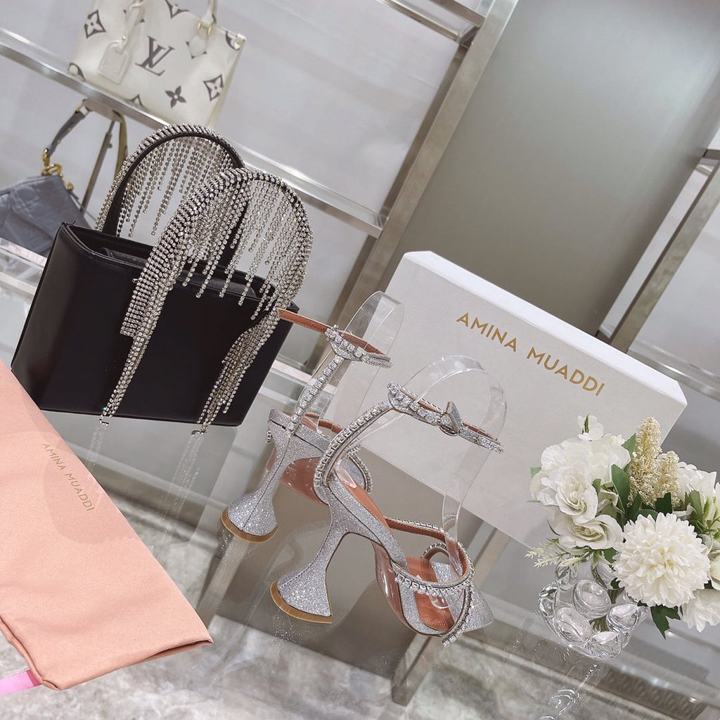 Silver AG embellished glitter sandals