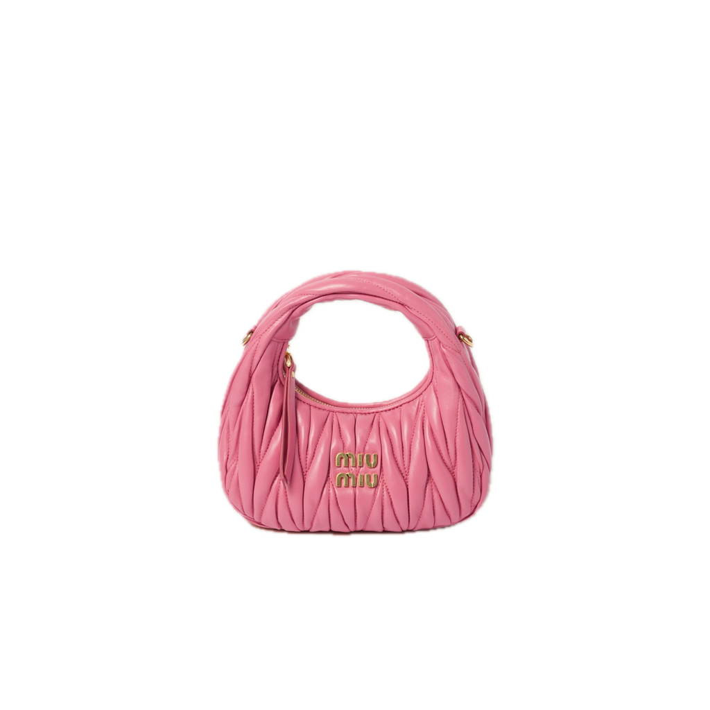 Begonia Pink Wander Matelassé Leather Mini Hobo Bag