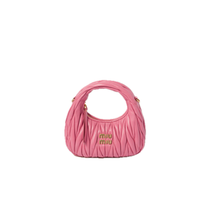 Begonia Pink Wander Matelassé Leather Mini Hobo Bag