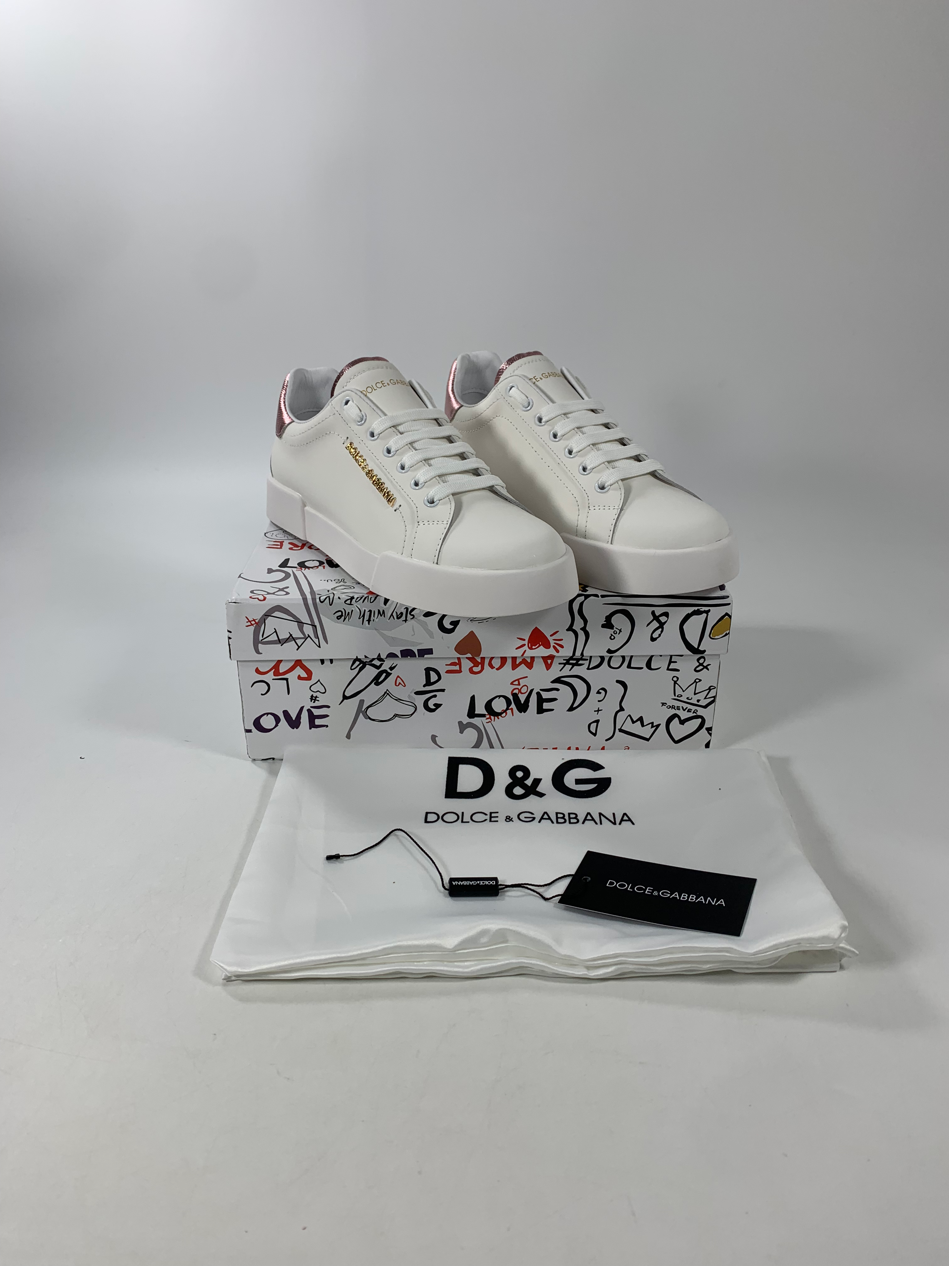 Pink & White DP Sneakers