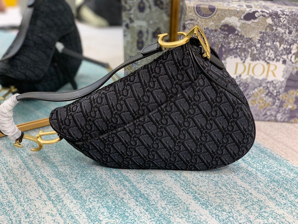 Black DS oblique canvas bag