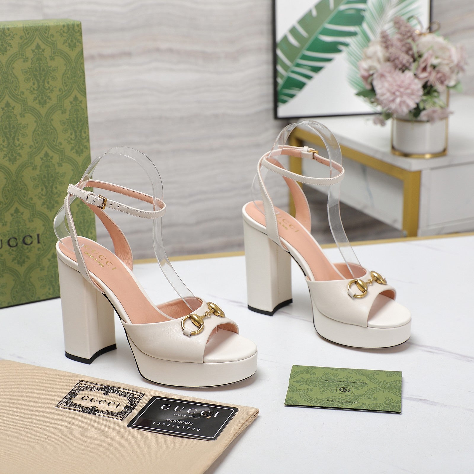 White Horsebit Platform Sandal