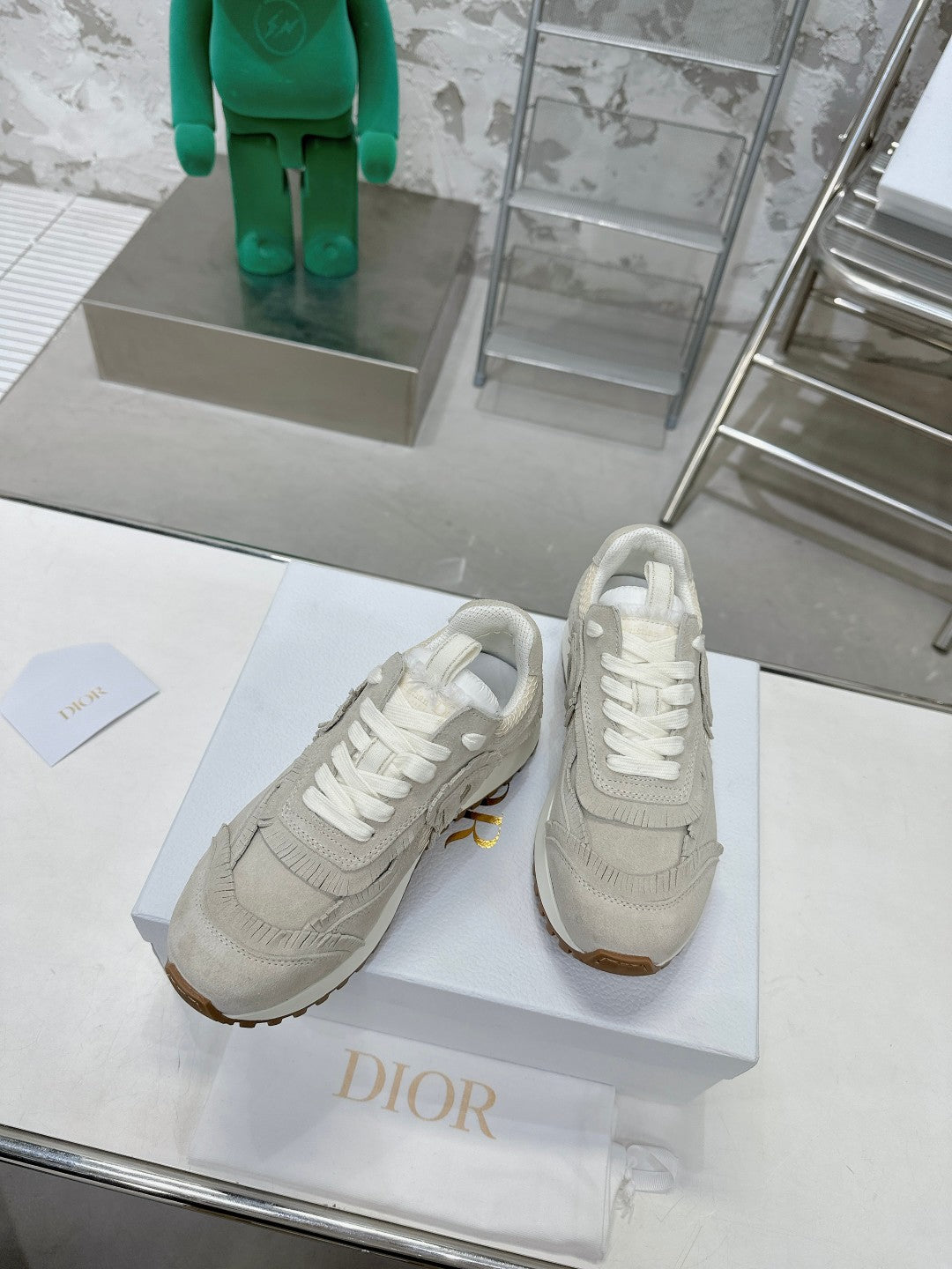 Ecru Suede And Mesh CD Sneaker