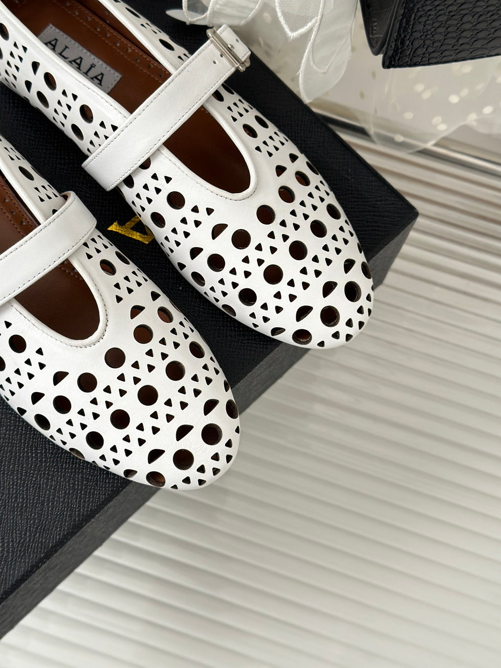 White AV Ballet Flats