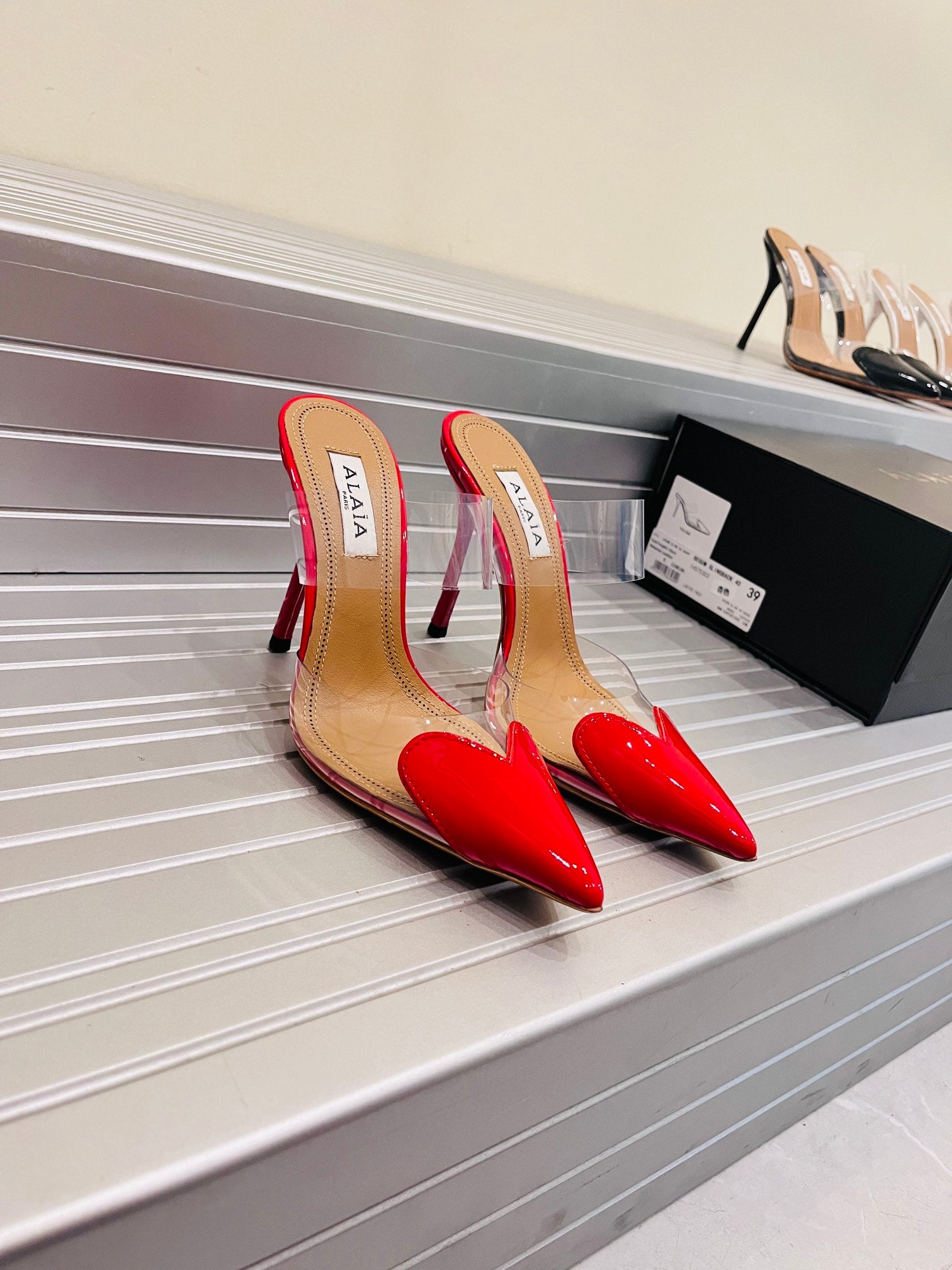 Lacquer Red LC Mules In Patent Leather